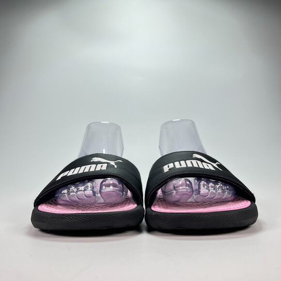 Puma Cool Cat Black Pink Lightweight Casual Slip On Slides Sandal Women’s Size 9 - Picture 2 of 7